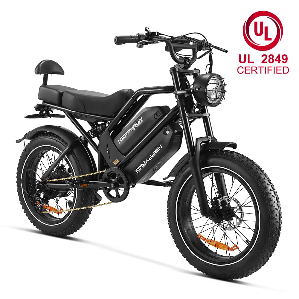 HappyRun G70 Dual Battery Fast Electric Cargo Bike Black