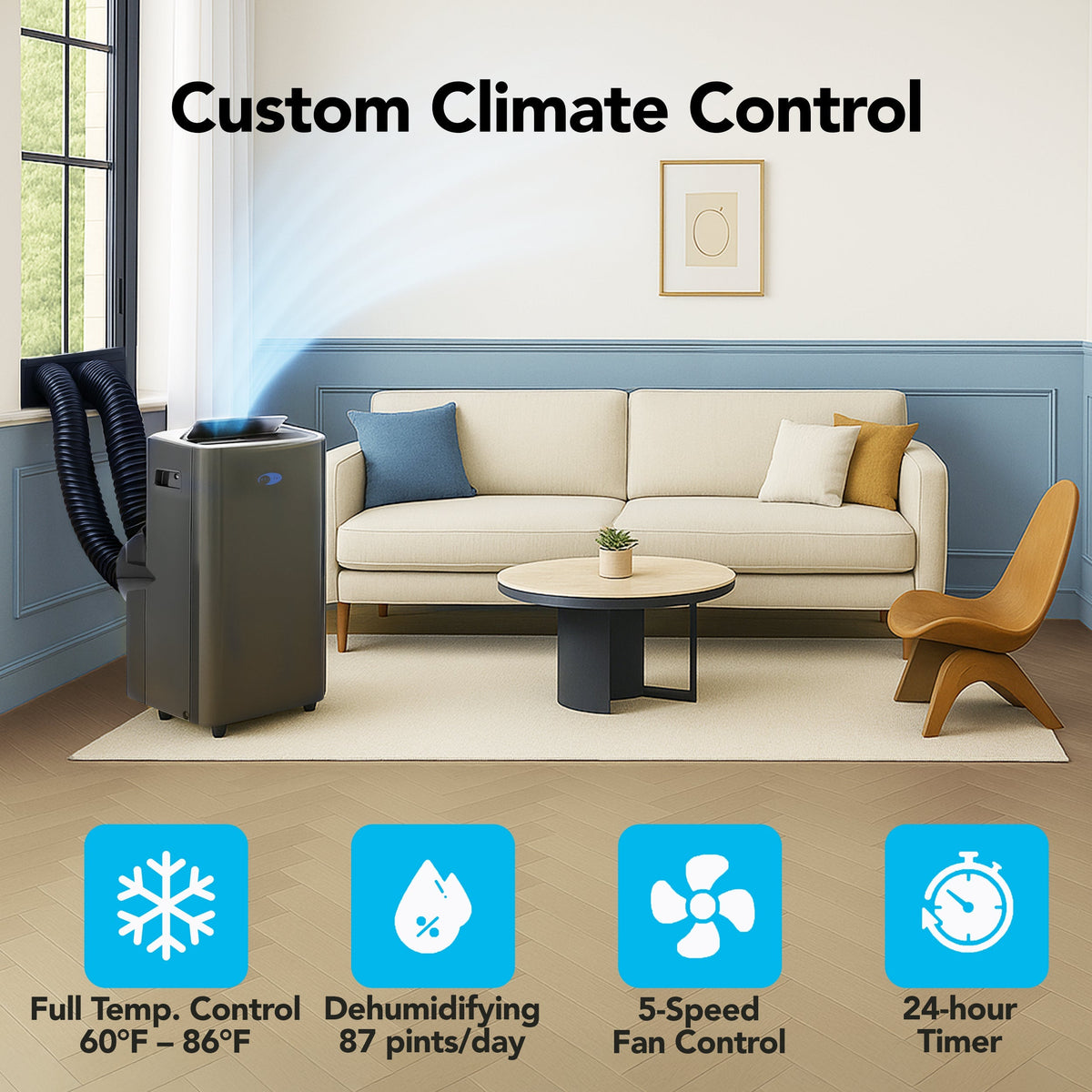 Whynter NEX Inverter 13,000 BTU Dual Hose Smart Portable Air Conditioner, Dehumidifier & Fan | ARC-1280MX