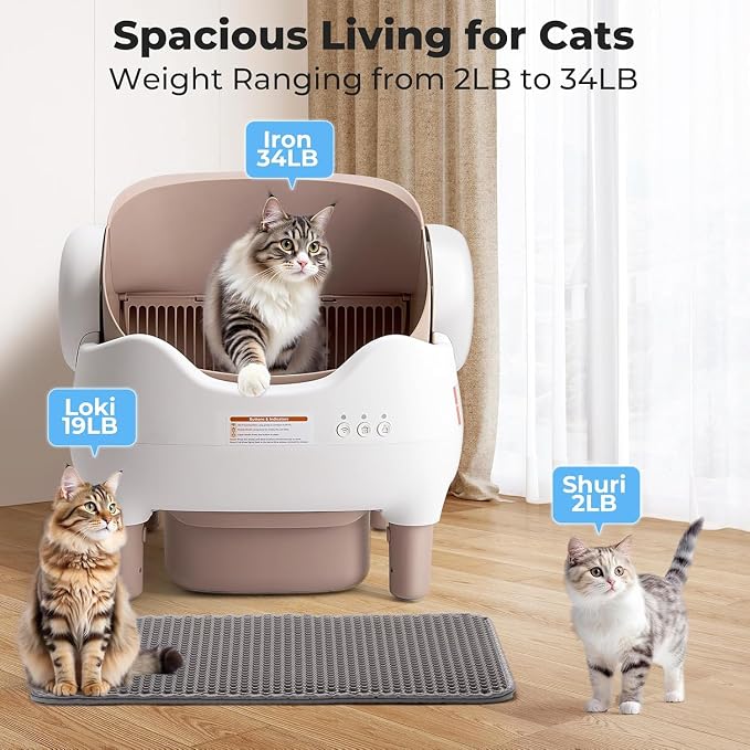 ECO PET SUPPLY Self-Cleaning Automatic Litter Box with APP Control- Brown