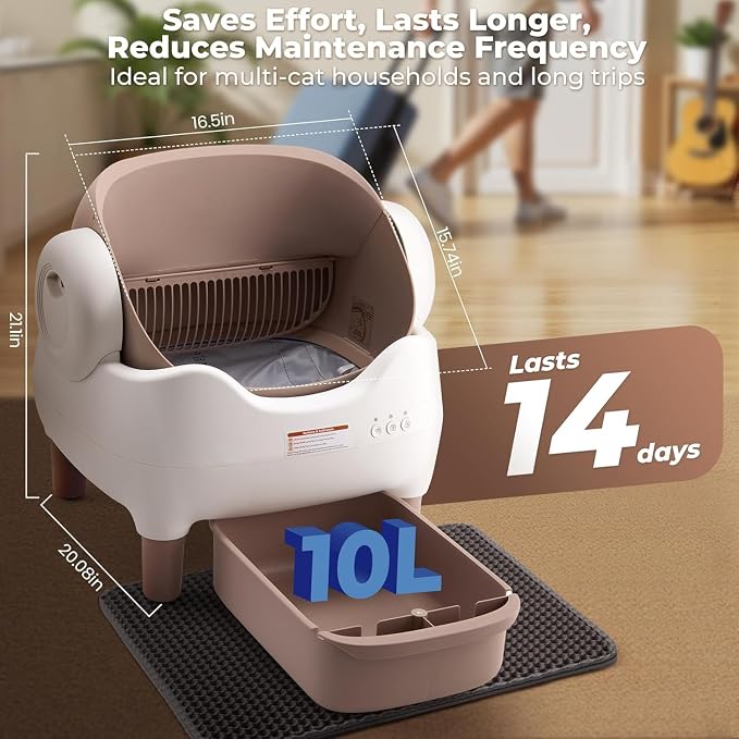 ECO PET SUPPLY Self-Cleaning Automatic Litter Box with APP Control- Brown