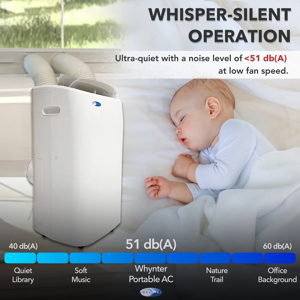 Whynter 14,000 BTU Wi-Fi Dual Hose Portable Air Conditioner, Dehumidifier & Fan | ARC-147WF