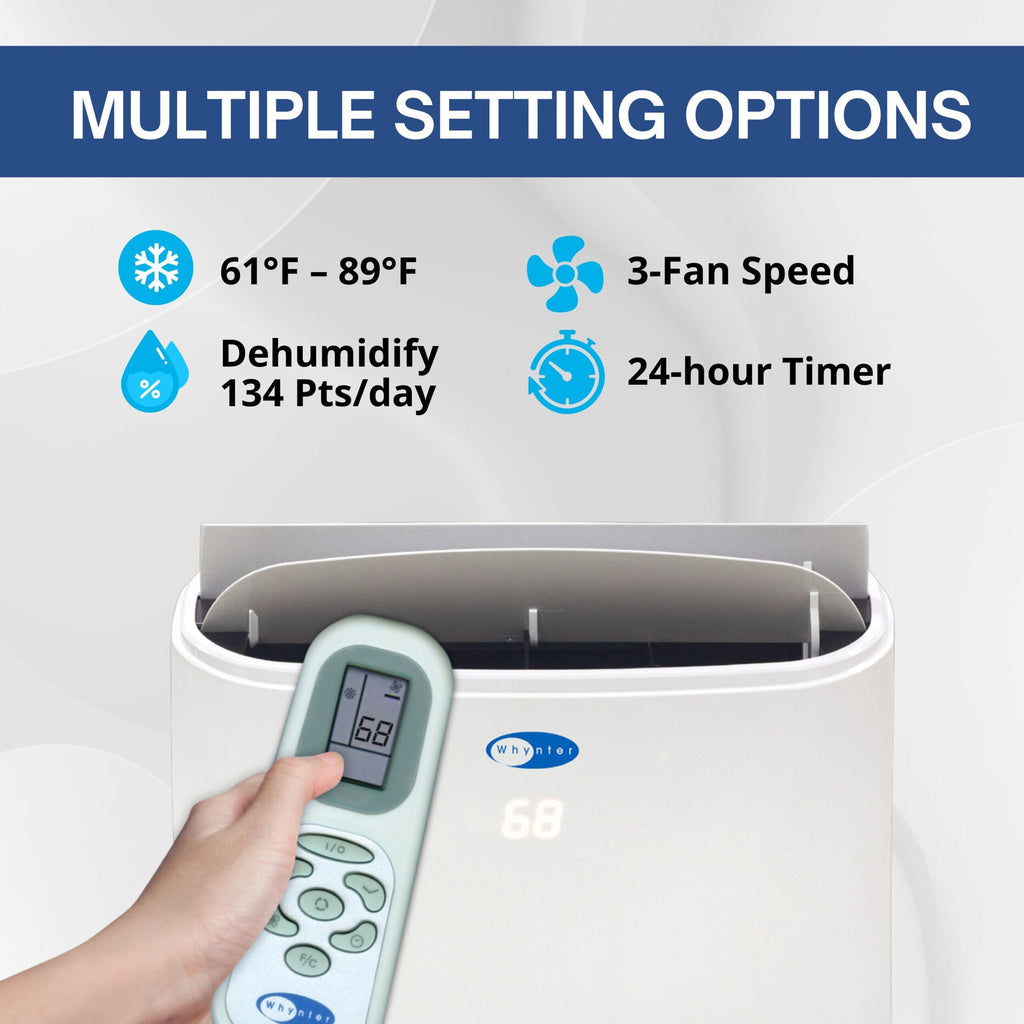 Whynter 14,000 BTU Wi-Fi Dual Hose Portable Air Conditioner, Dehumidifier & Fan | ARC-147WF