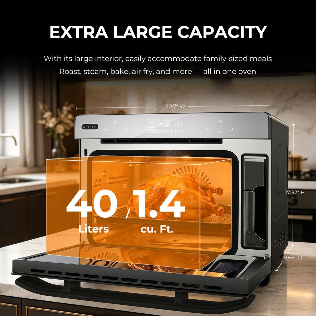 Whynter 40-Quart Intelligent Convection Steam Oven & Air Fryer | TSO-488GB