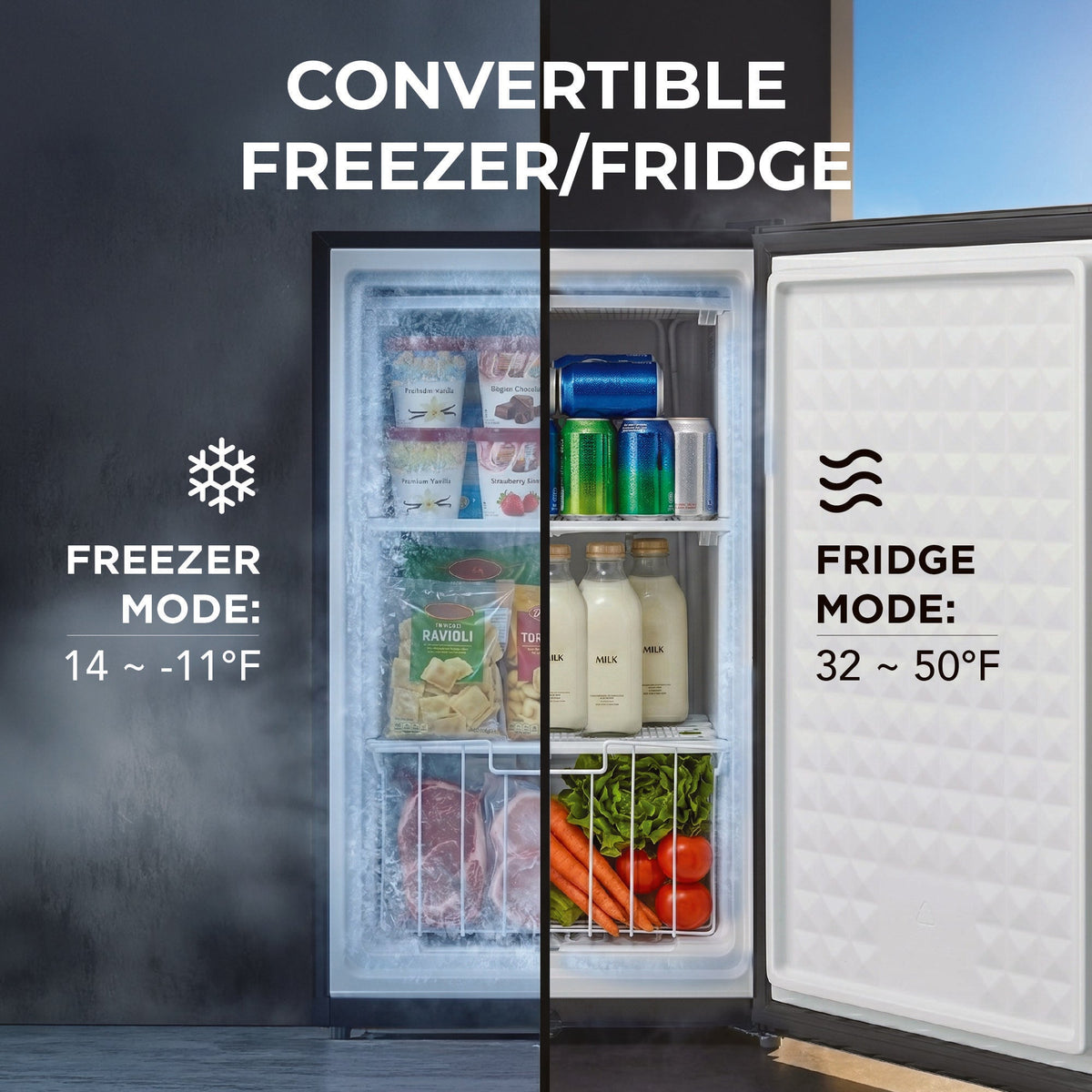 Whynter 3.1 Cu Ft Convertible Fridge/Freezer | CUF-301SS