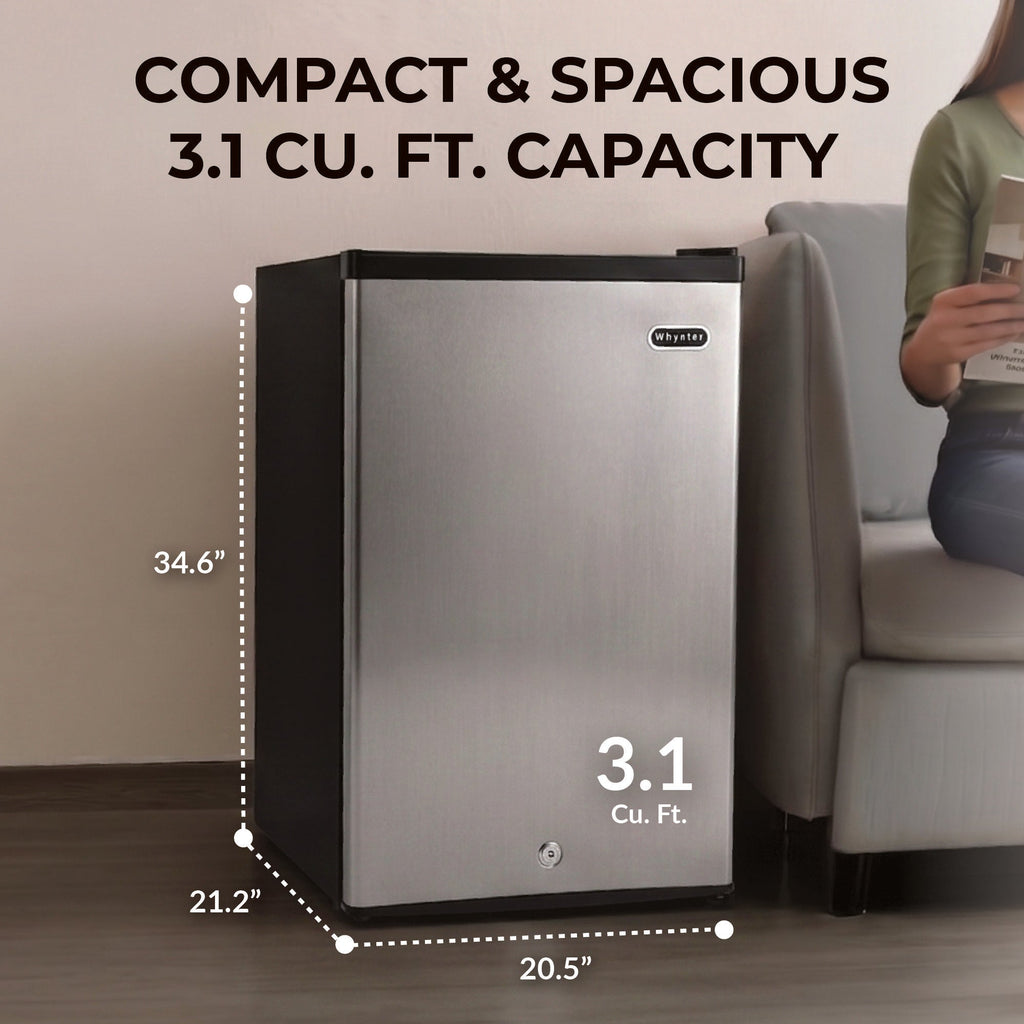 Whynter 3.1 Cu Ft Convertible Fridge/Freezer | CUF-301SS