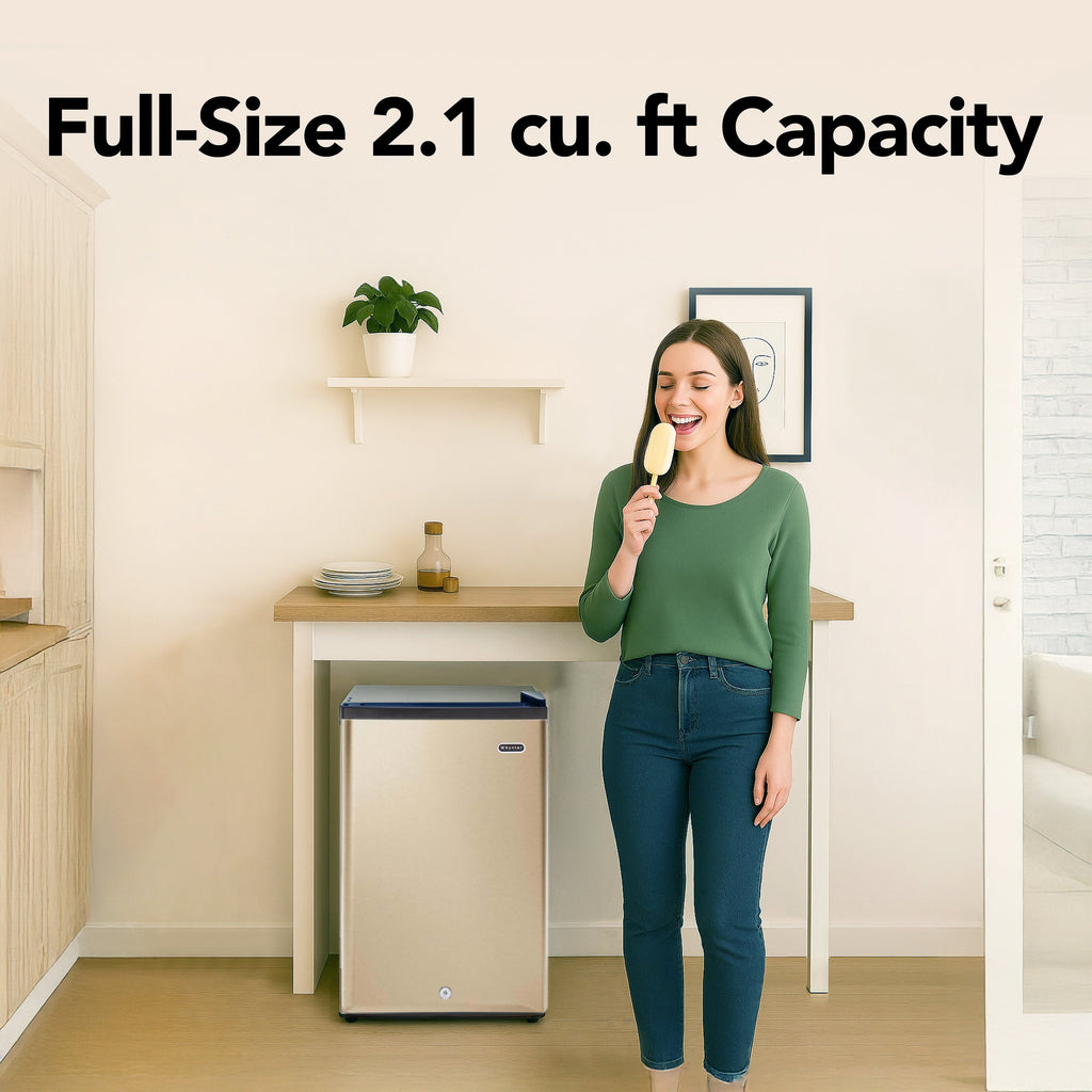 Whynter 2.1 Cu Ft Upright Freezer, Rose Gold | CUF-210SSG