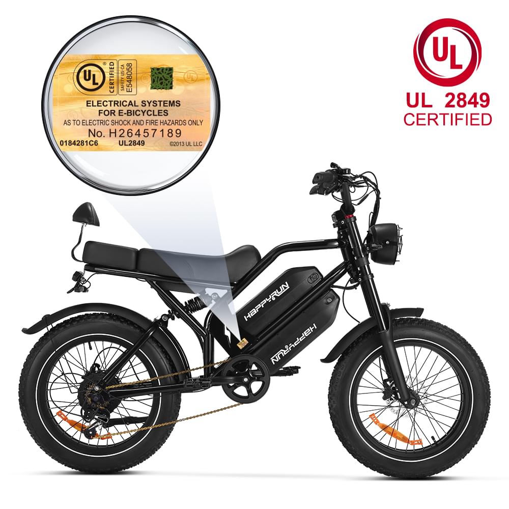 HappyRun G70 Dual Battery Fast Electric Cargo Bike Black