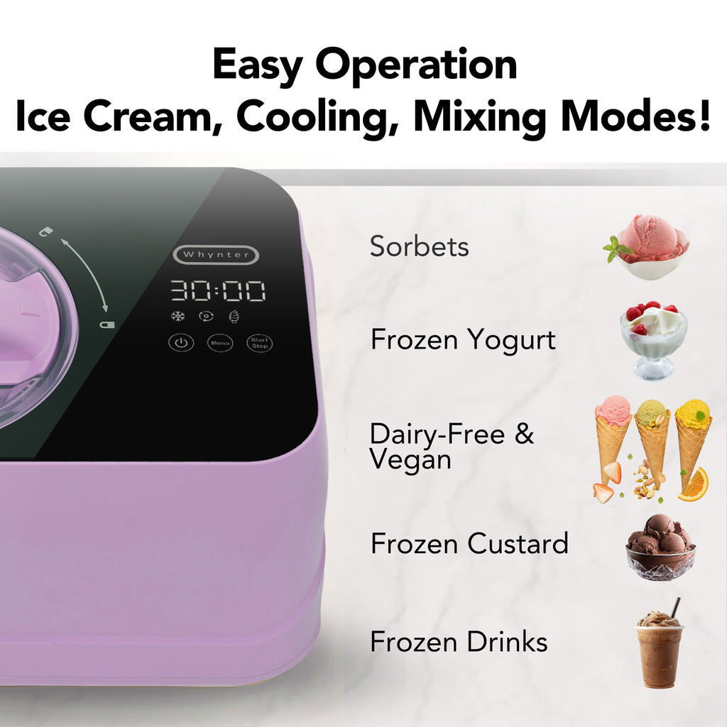 Whynter 0.8 Quart Compact Automatic Ice Cream Maker with Built-In Compressor | ICM-080-LH