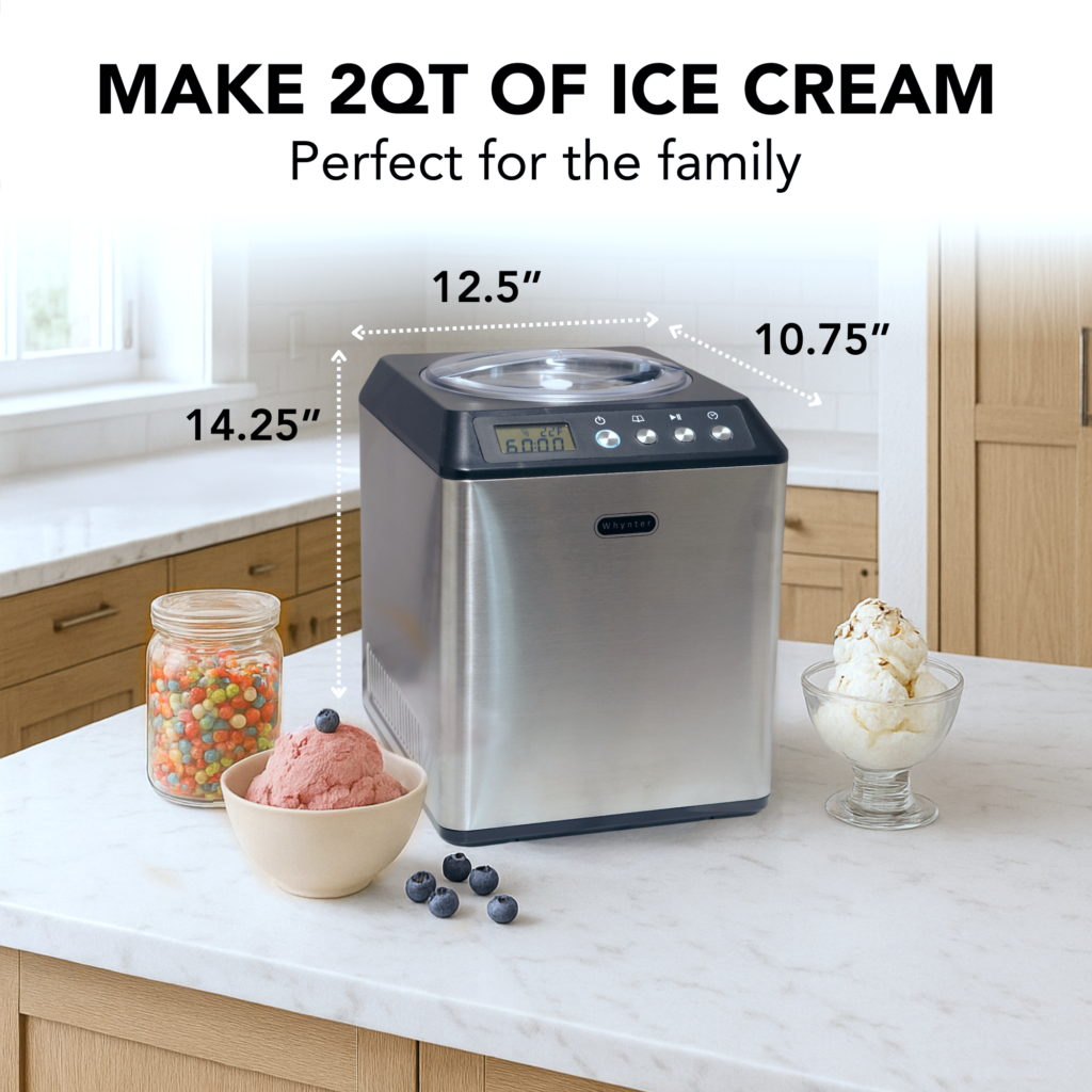 Whynter 2.1 Quart Automatic Ice Cream Maker with Built-In Compressor | ICM-201SB