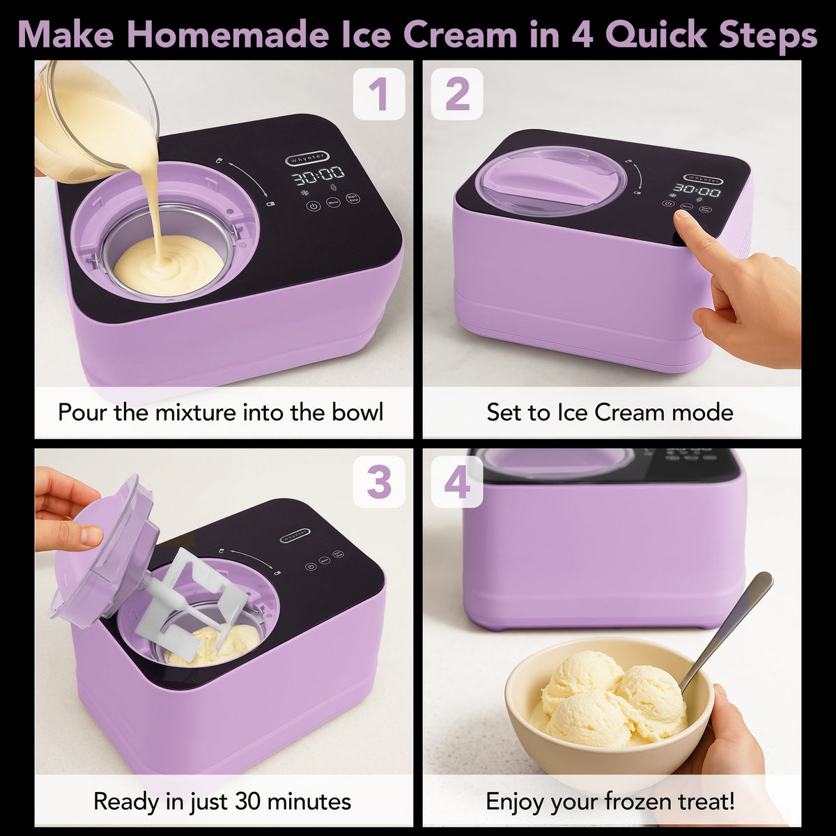Whynter 0.8 Quart Compact Automatic Ice Cream Maker with Built-In Compressor | ICM-080-LH