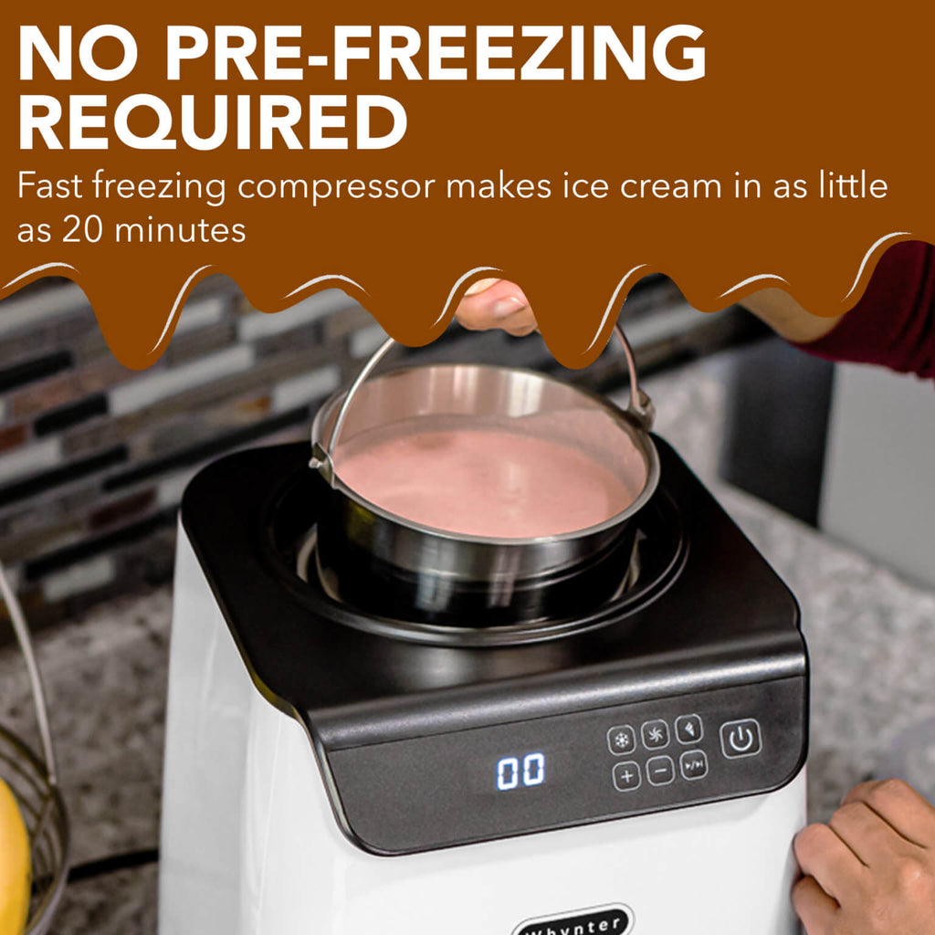 Whynter 1.28 Quart Automatic Ice Cream Maker with Built-In Compressor | ICM-128WS