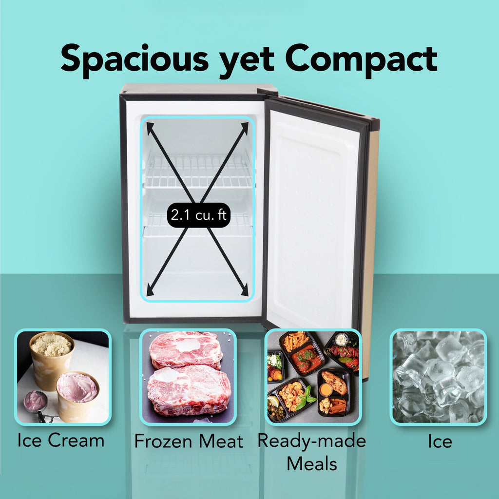 Whynter 2.1 Cu Ft Upright Freezer, Rose Gold | CUF-210SSG