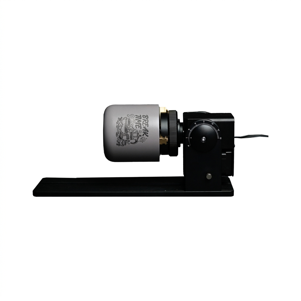 FLUX HEXA RF Chuck Rotary holding an engraved mug