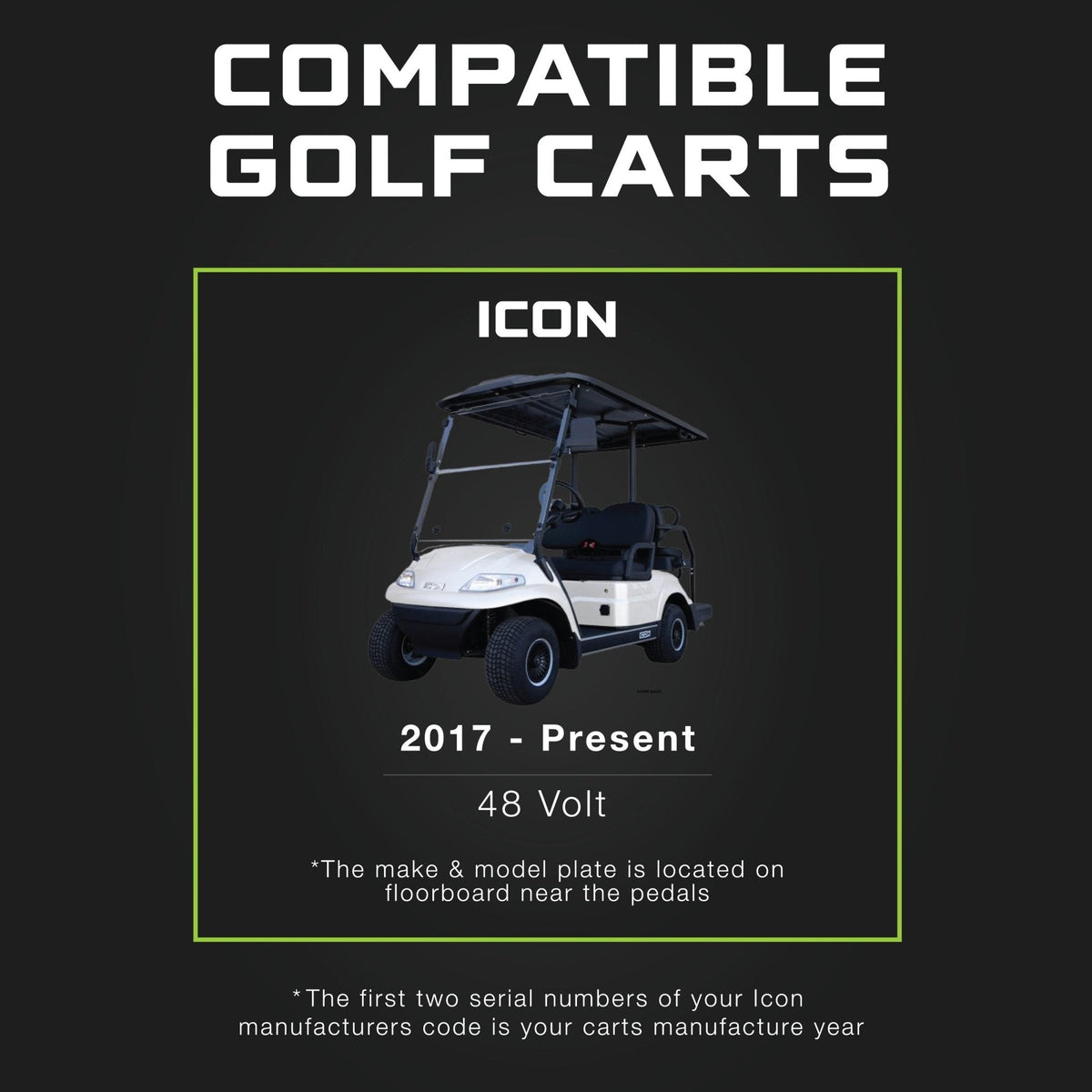 ICON 48 Volt Golf Cart Battery Charger - 48V 15 AMP Lithium, LiFePO4, Lead Acid, AGM