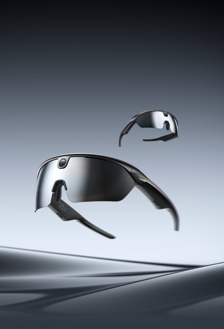 BleeqUp Rover AI Sport Camera Glasses - Black Zeiss 64GB - Silver